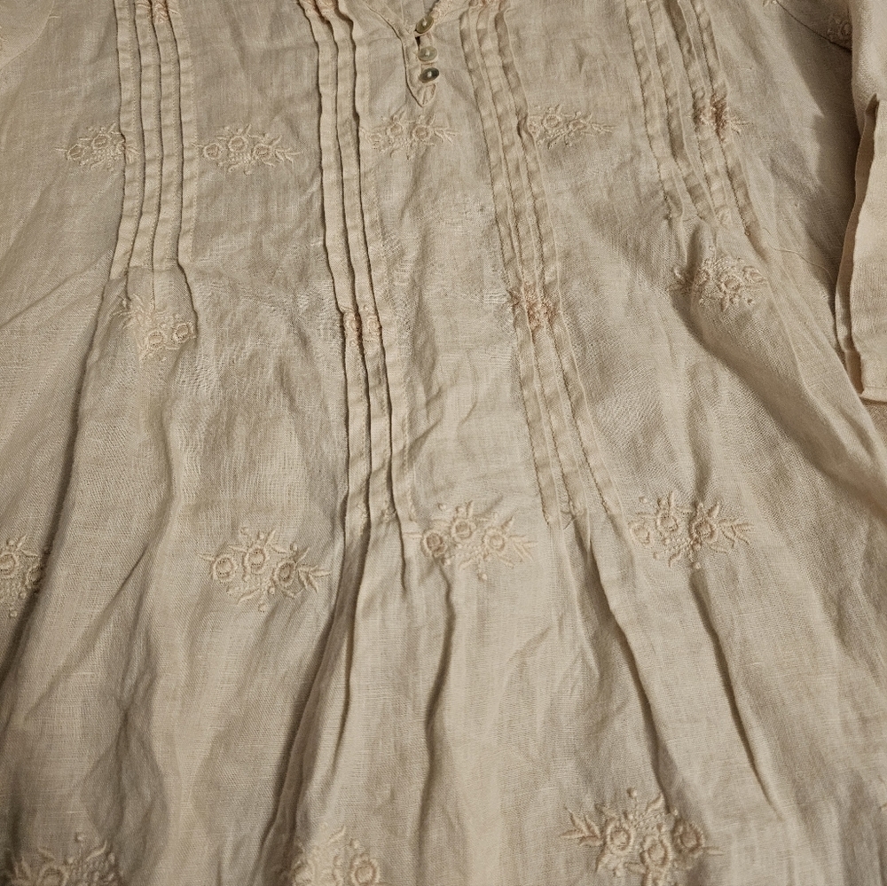 Saint Tropez West Linen Pastel Pink Longline Casual Relaxed Tunic Top Large - Picture 3 of 6